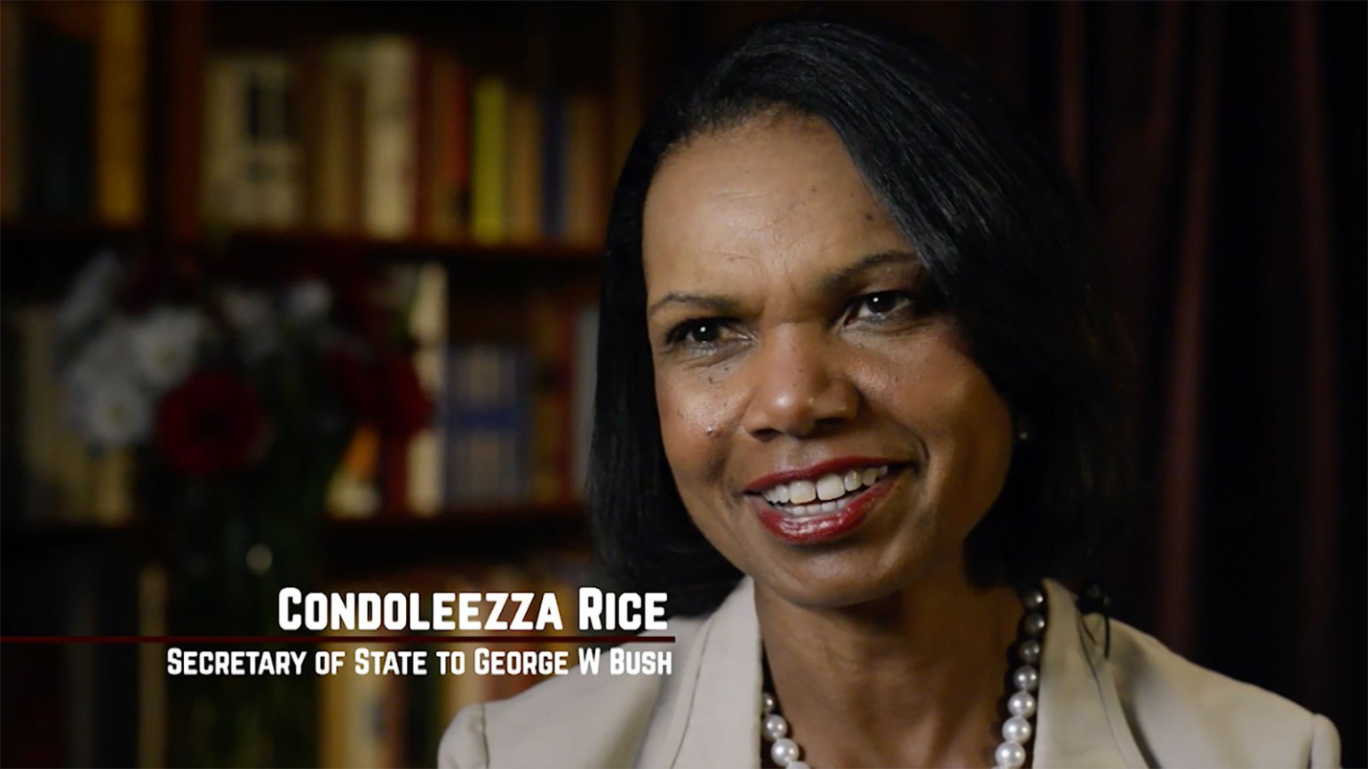 Still image of interview with Condoleezza Rice from film "American Umpire." Photo courtesy of James Shelley.