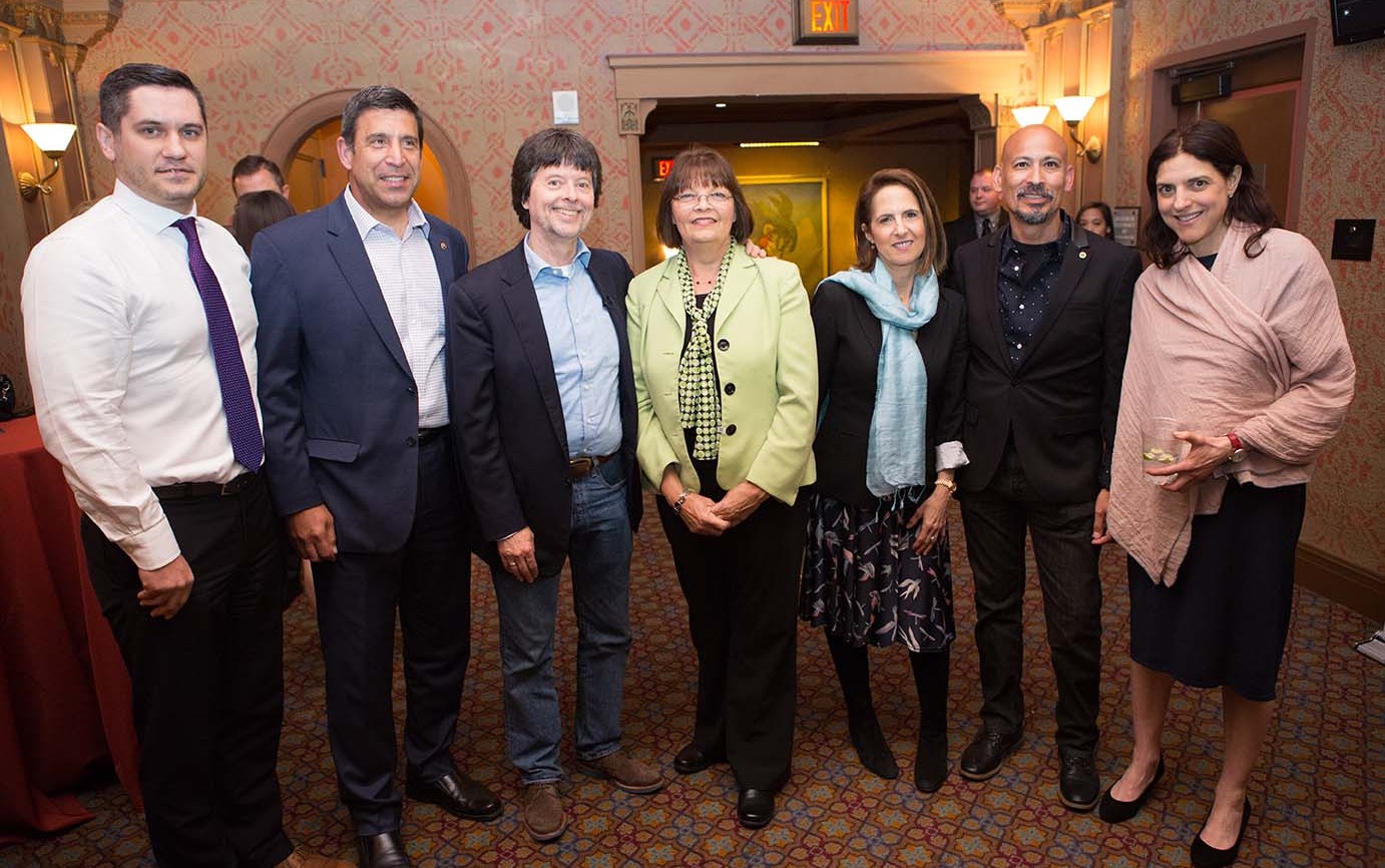 Filmmakers Ken Burns, Lynn Novick, and Sarah Botstein meet with guests and supporters.