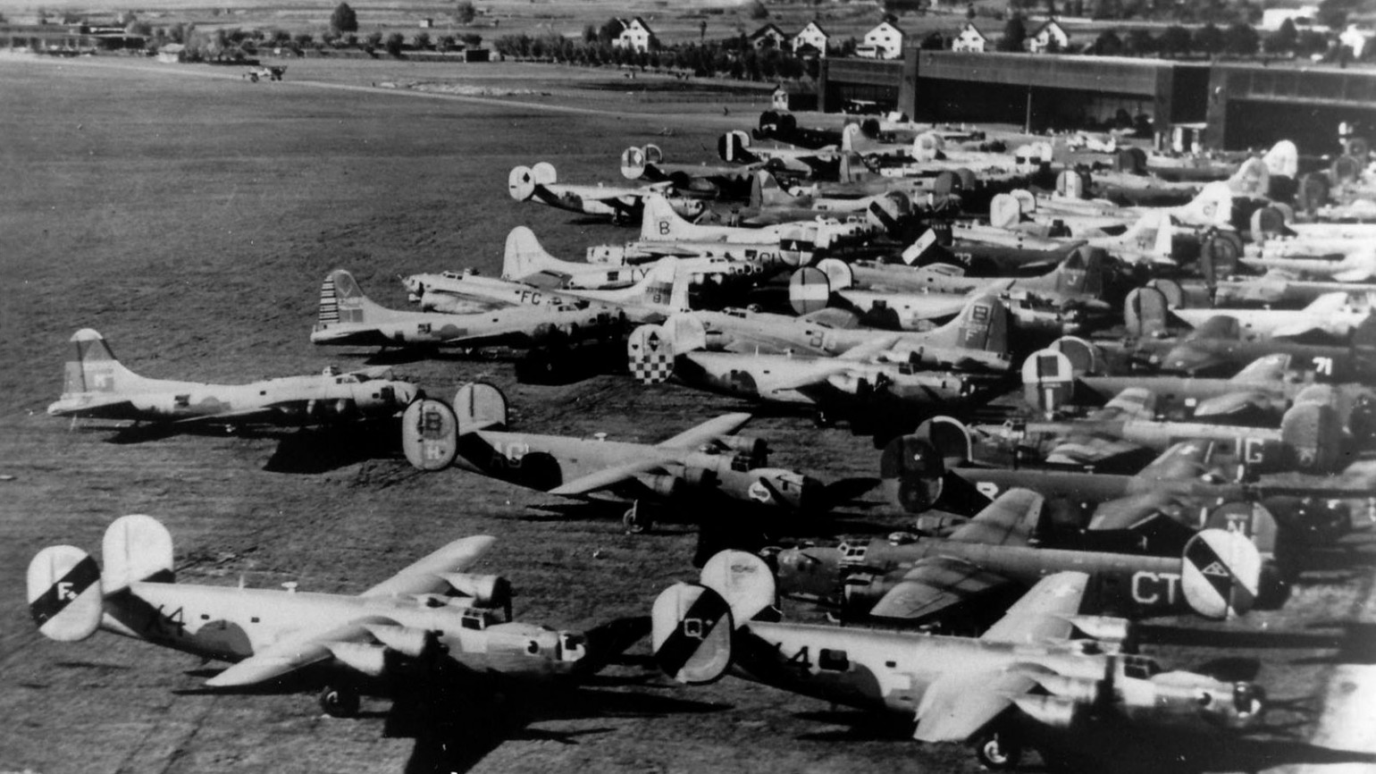 USA Air Force bombers interned at Duebendorf air base in Switzerland, 1944.