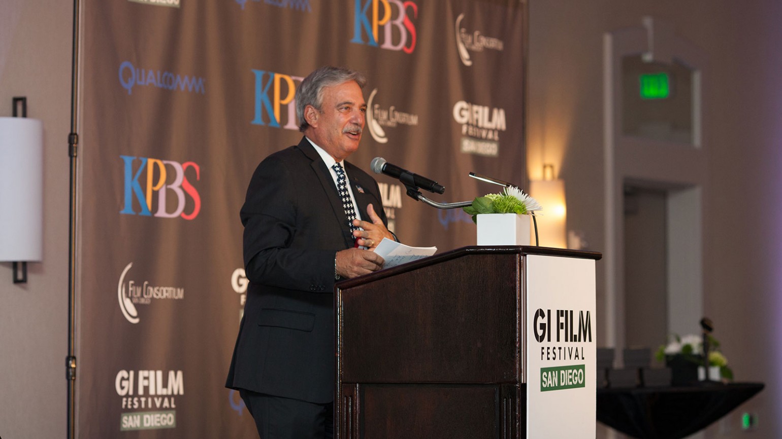 KPBS General Manager Tom Karlo remarks during the closing celebration.